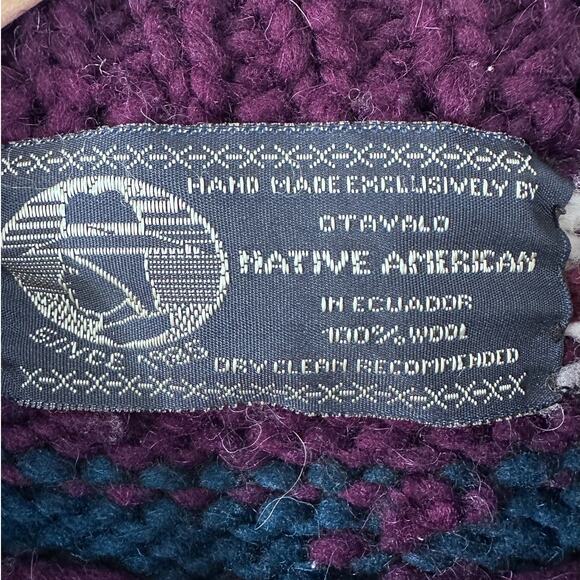 Vintage 100% Wool Sweater Cardigan women's size  44x31 chunky Ecuador buttons - Picture 3 of 6